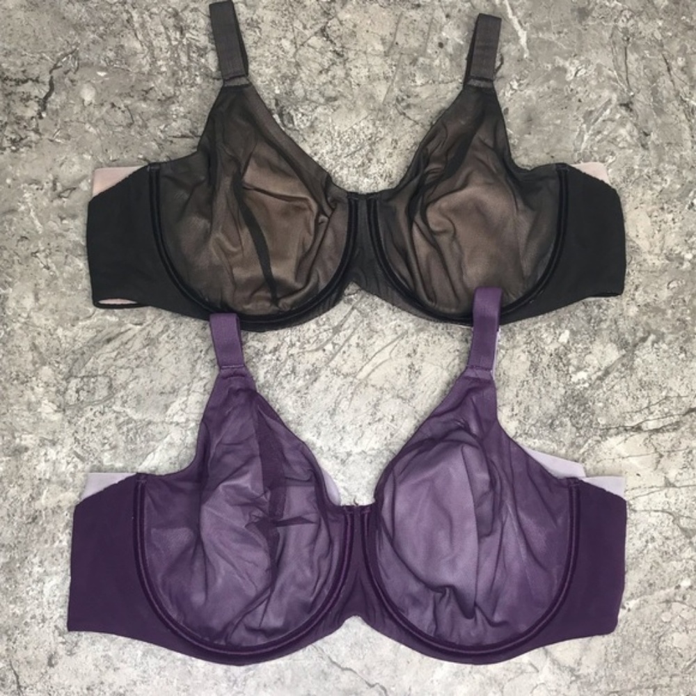 2 Lace Unlined Full Coverage Bra Bundle 38D Purple - Picture 7 of 7